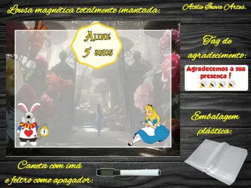 Lousa Magnética Alice no Pais das Maravilhas com Embalagem