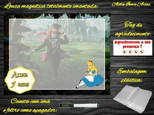Lousa Magnética Alice no Pais das Maravilhas com Embalagem