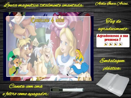 Lousa Magnética Alice no Pais das Maravilhas com Embalagem