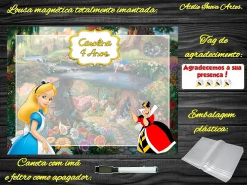 Lousa Magnética Alice no País das Maravilhas com Embalagem