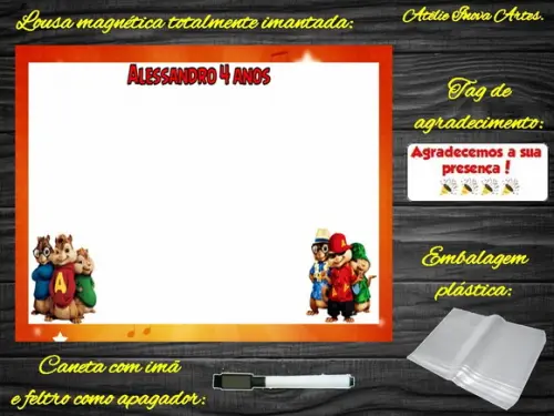 Lousa Magnética Alvin e os Esquilos com Embalagem