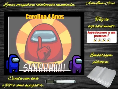 Lousa Magnética Among Us com Embalagem