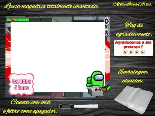 Lousa Magnética Among Us com Embalagem