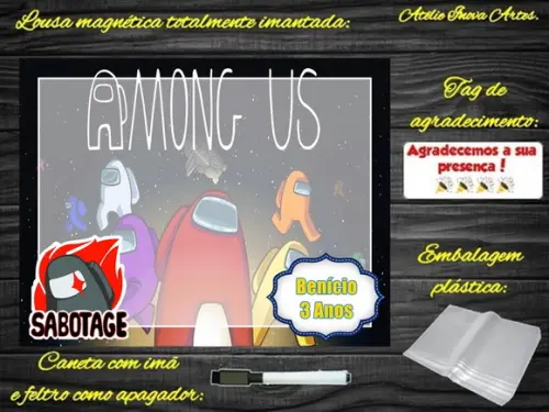 Lousa Magnética Among Us com Embalagem