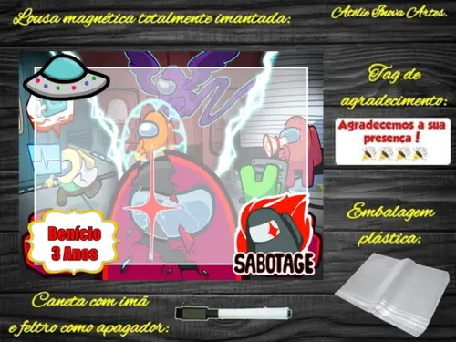 Lousa Magnética Among Us com Embalagem