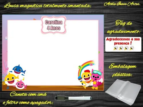 Lousa Magnética Baby Shark com Embalagem