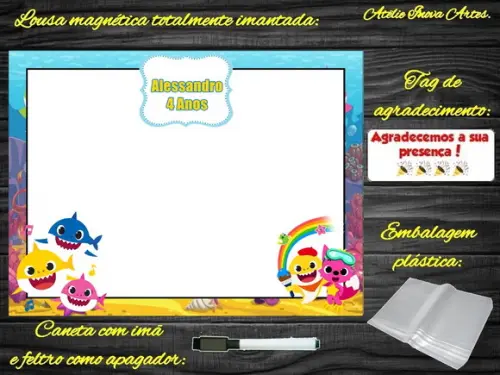 Lousa Magnética Baby Shark com Embalagem