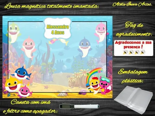 Lousa Magnética Baby Shark com Embalagem