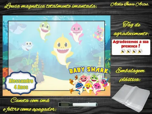 Lousa Magnética Baby Shark com Embalagem