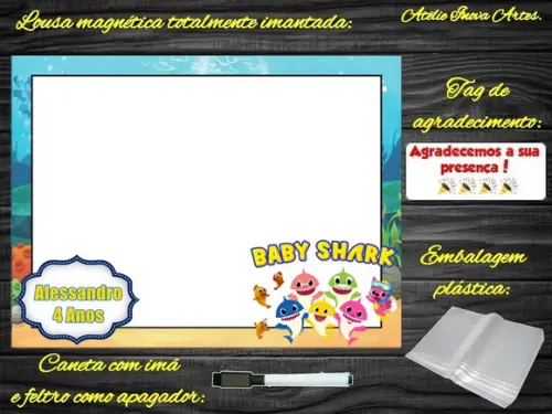 Lousa Magnética Baby Shark com Embalagem