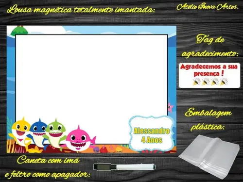 Lousa Magnética Baby Shark com Embalagem