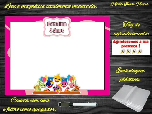 Lousa Magnética Baby Shark com Embalagem