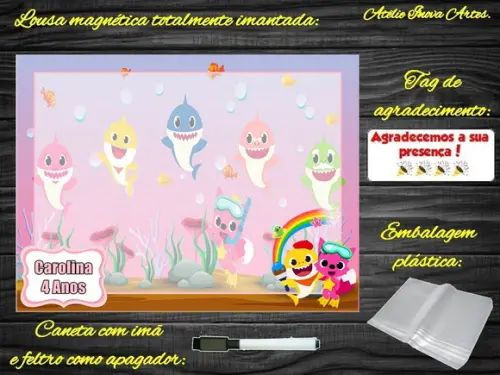 Lousa Magnética Baby Shark com Embalagem
