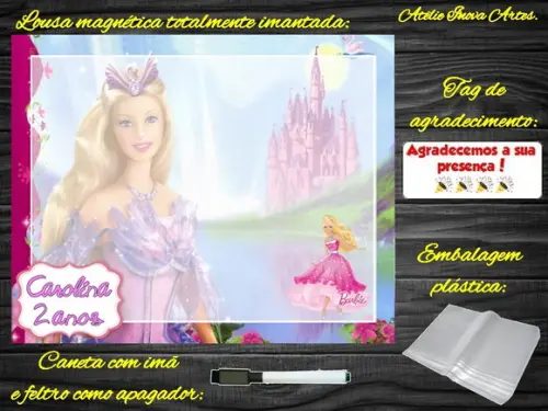 Lousa Magnética Barbie com Embalagem