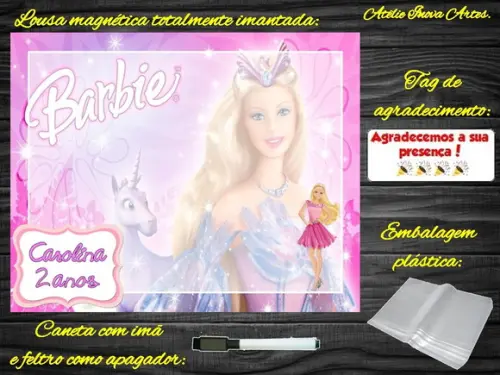 Lousa Magnética Barbie com Embalagem