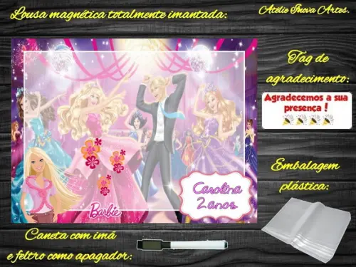 Lousa Magnética Barbie com Embalagem