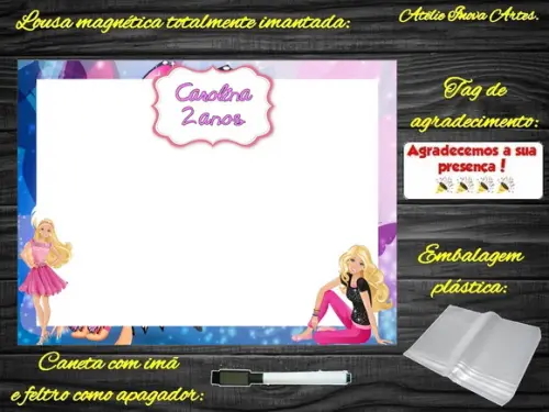 Lousa Magnética Barbie com Embalagem