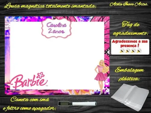 Lousa Magnética Barbie com Embalagem