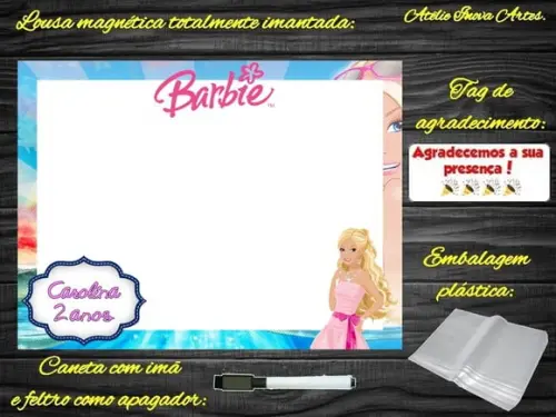 Lousa Magnética Barbie com Embalagem