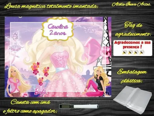 Lousa Magnética Barbie com Embalagem