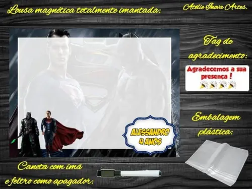 Lousa Magnética Batman Vs Super Homem com Embalagem