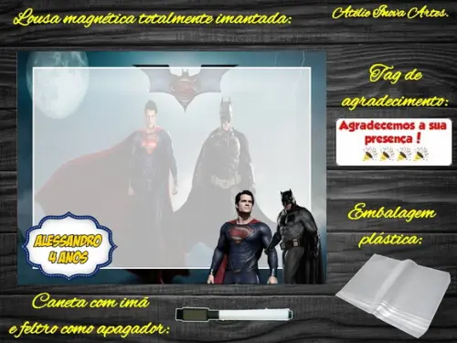 Lousa Magnética Batman Vs Super Homem com Embalagem