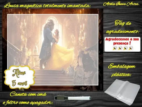 Lousa Magnética Bela e a Fera com Embalagem