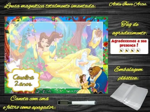 Lousa Magnética Bela e a Fera com Embalagem