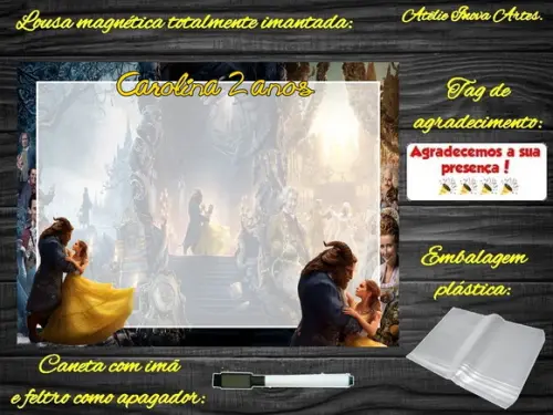 Lousa Magnética Bela e a Fera com Embalagem