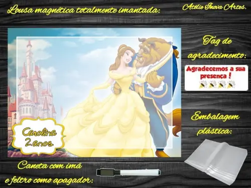 Lousa Magnética Bela e a Fera com Embalagem