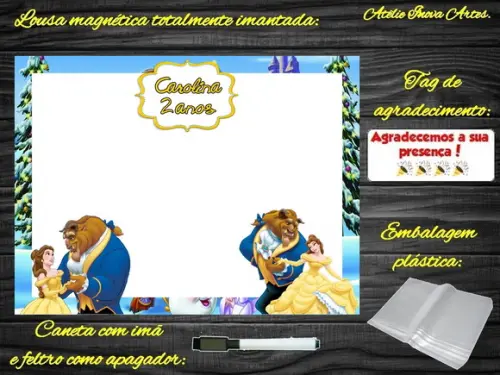 Lousa Magnética Bela e a Fera com Embalagem