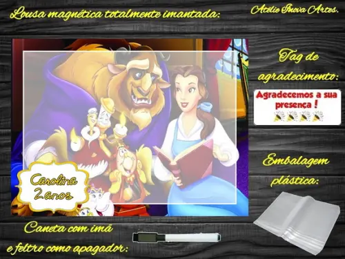 Lousa Magnética Bela e a Fera com Embalagem