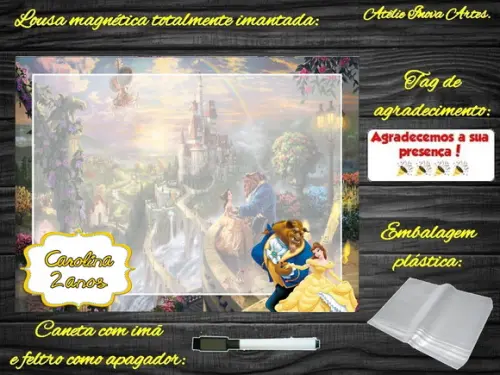 Lousa Magnética Bela e a Fera com Embalagem