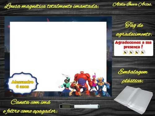 Lousa Magnética Big Hero com Embalagem