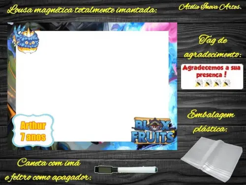 Lousa Magnética Blox Fruits com Embalagem
