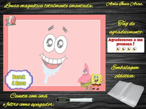 Lousa Magnética Bob Esponja com Embalagem