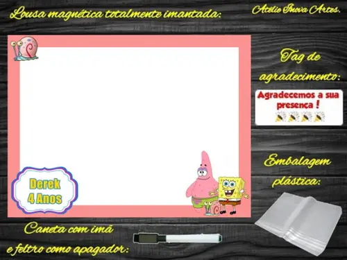 Lousa Magnética Bob Esponja com Embalagem