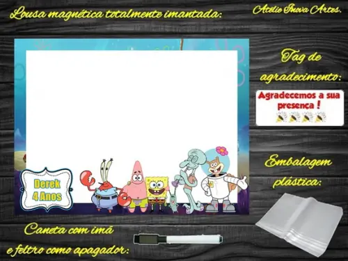 Lousa Magnética Bob Esponja com Embalagem
