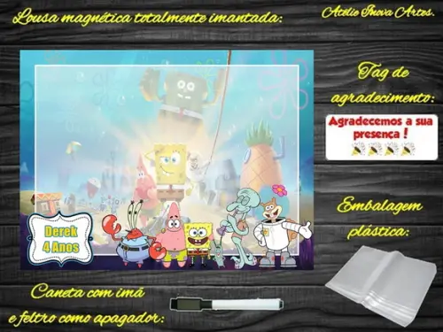 Lousa Magnética Bob Esponja com Embalagem