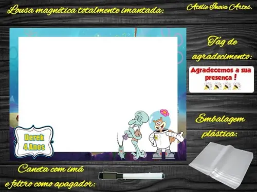 Lousa Magnética Bob Esponja com Embalagem