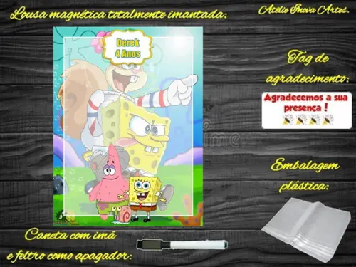 Lousa Magnética Bob Esponja com Embalagem