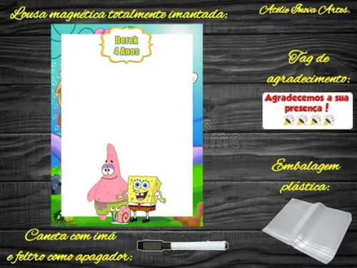 Lousa Magnética Bob Esponja com Embalagem
