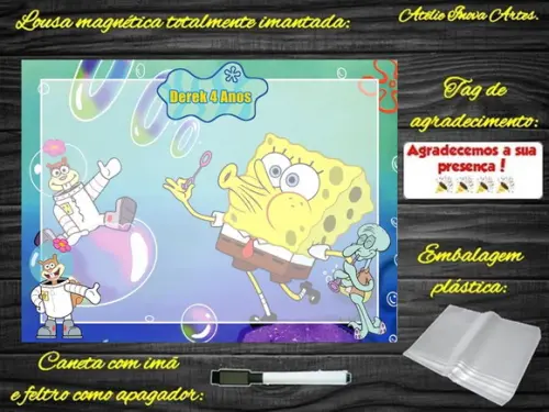 Lousa Magnética Bob Esponja com Embalagem