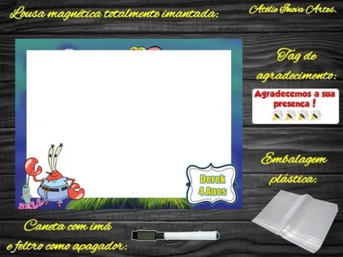 Lousa Magnética Bob Esponja com Embalagem