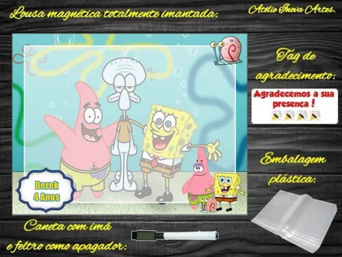 Lousa Magnética Bob Esponja com Embalagem