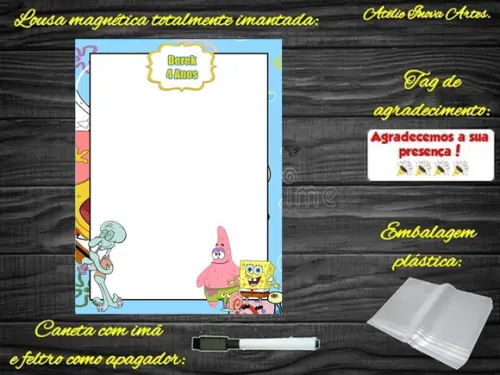 Lousa Magnética Bob Esponja com Embalagem