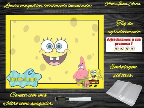 Lousa Magnética Bob Esponja com Embalagem