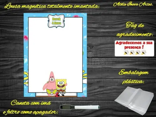 Lousa Magnética Bob Esponja com Embalagem