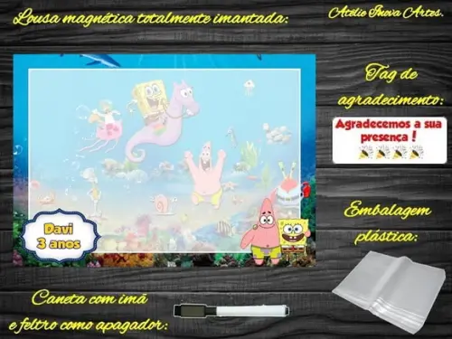 Lousa Magnética Bob Esponja com Embalagem
