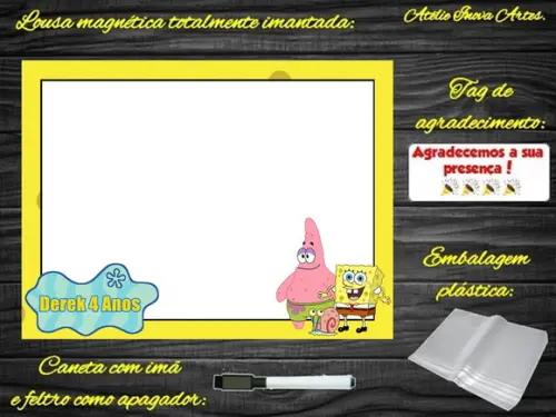 Lousa Magnética Bob Esponja com Embalagem